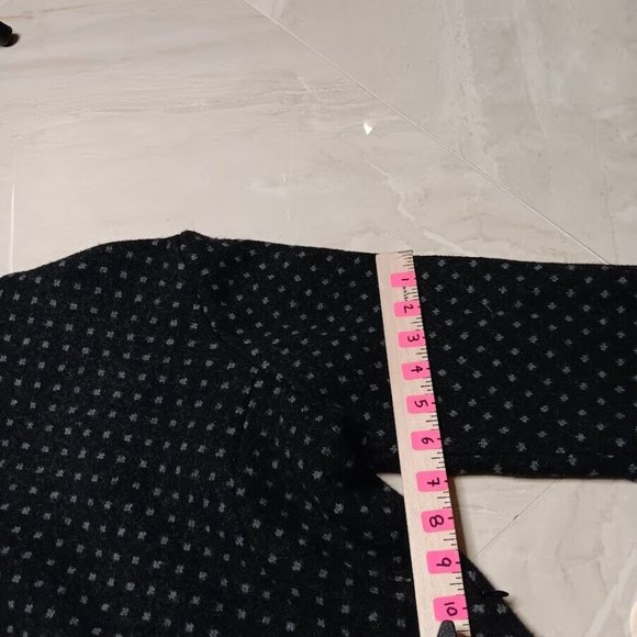 Icelandic design Wool Cardigan MEDIUM Gray Sweater Silk Neck Polka-dot jacket - Picture 8 of 16